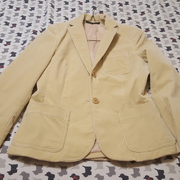 Theory Jackets & Blazers - Theory Tan Corduroy Cotton Stretch Jacket Blazer